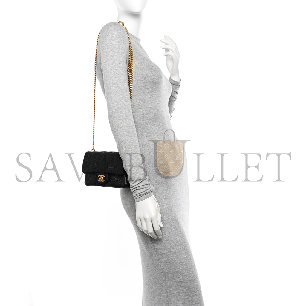 Ch*el caviar quilted mini sweetheart rectangular flap black (19*12*8cm)